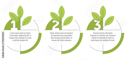 Eco-friendly horizontal infographic with 3 steps