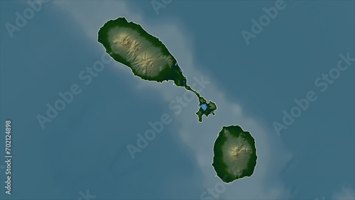 Saint Kitts and Nevis outlined. Physical elevation map photo