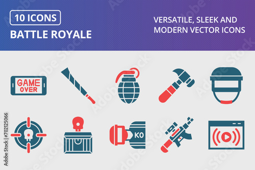 Battle Royale Glyph Two Color Icons Set