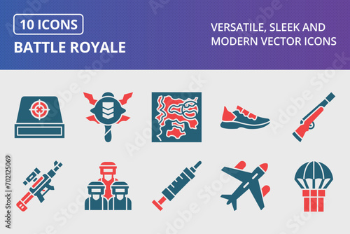 Battle Royale Glyph Two Color Icons Set