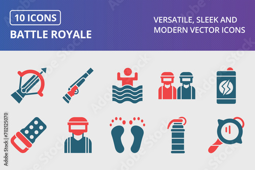 Battle Royale Glyph Two Color Icons Set