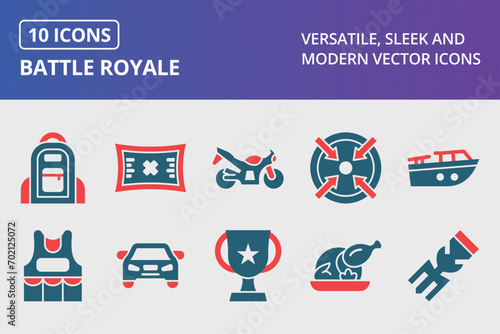 Battle Royale Glyph Two Color Icons Set