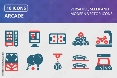 Arcade Glyph Two Color Icons Set