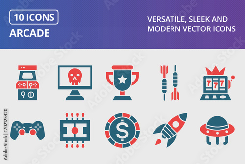 Arcade Glyph Two Color Icons Set