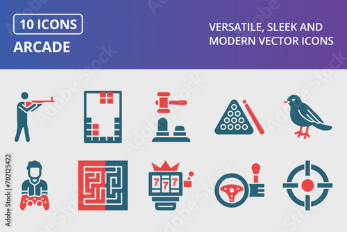 Arcade Glyph Two Color Icons Set