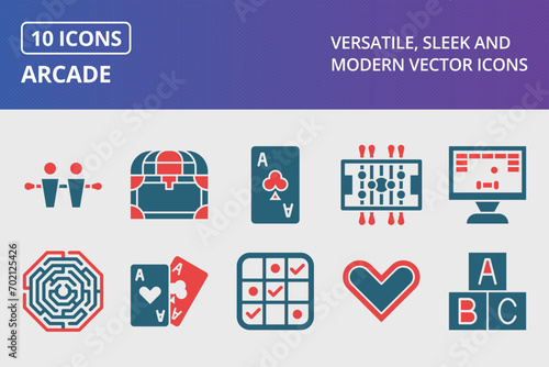 Arcade Glyph Two Color Icons Set
