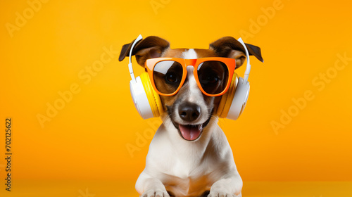 Funny dog with headphones © khan