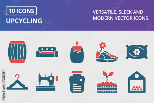 Upcycling Glyph Two Color Icons Set