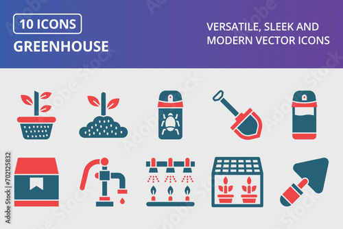 Greenhouse Glyph Two Color Icons Set