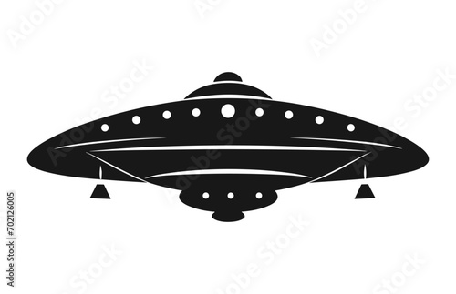 A Space UFO vector black silhouette isolated on a white background