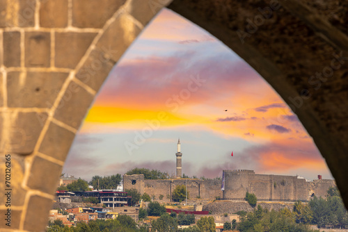 Vertical view of the wall of Diyarbakir (Diyarbakir surlari in Turkish) photo