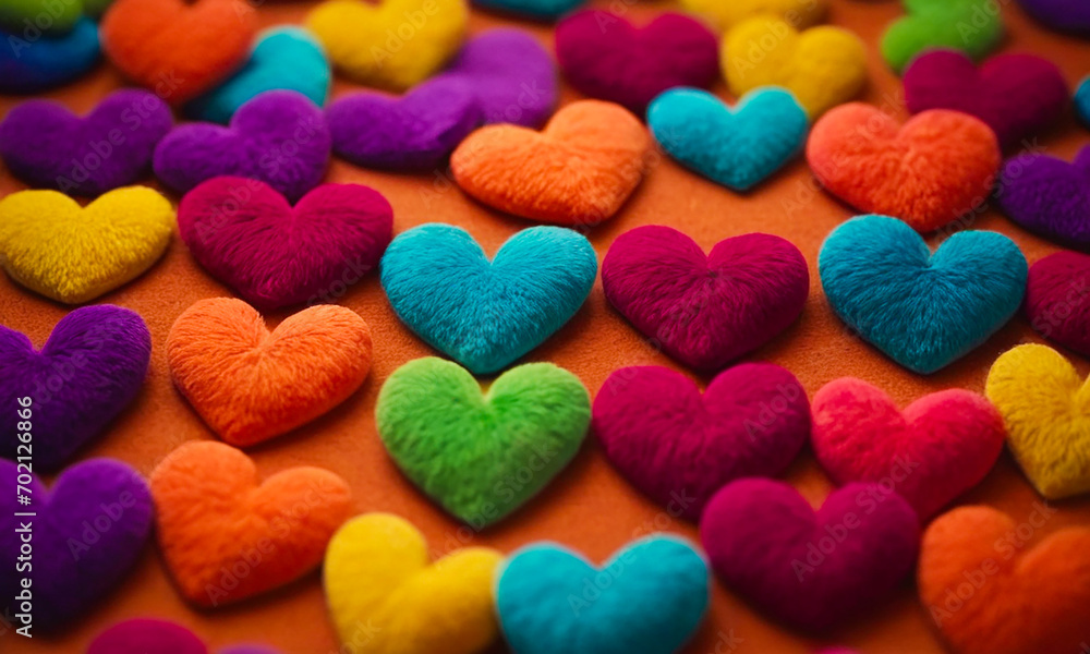 Cute plush hearts in a cozy soft light. Valentine's Day Cute plush hearts in a cozy soft light. Valentine's Day
