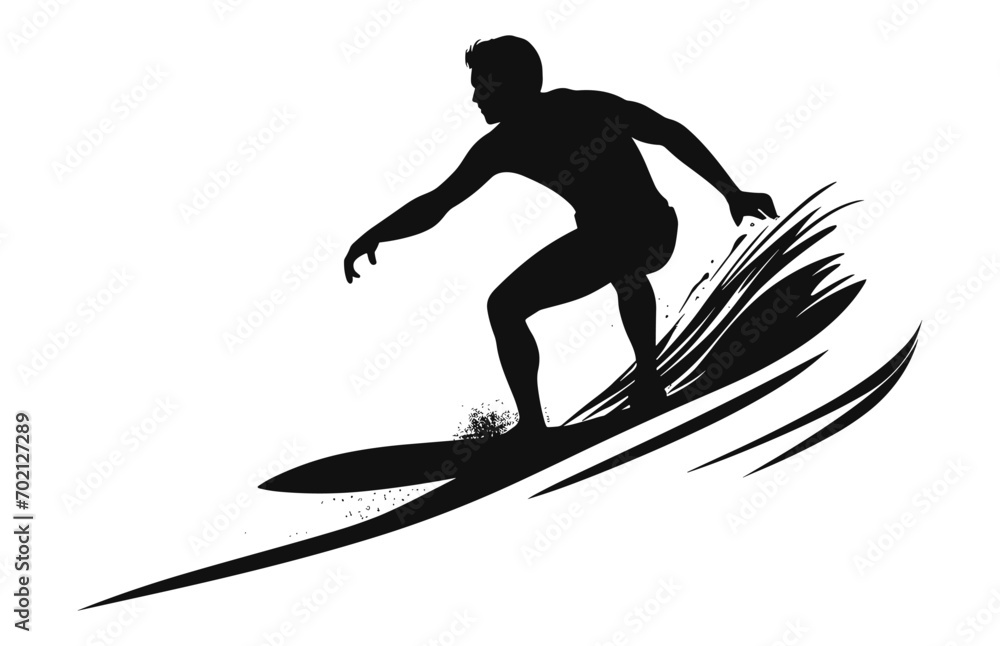 Surfing with Surfboard black silhouette vector isolated on a white background