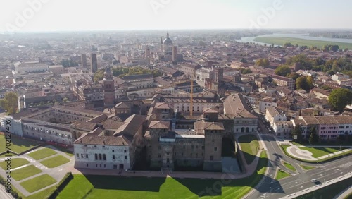 Breathtaking aerial view of historical town of Mantua with San Giorgio Castle photo