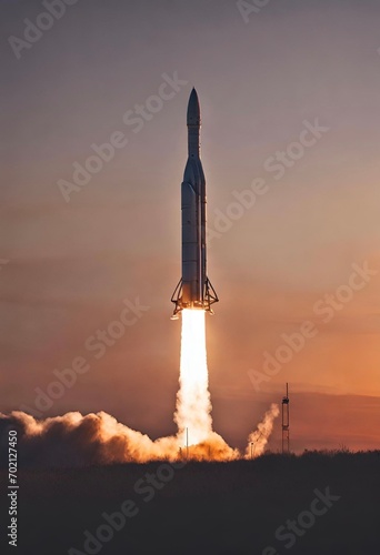 Rocket Launch at Sunset for artwork and background