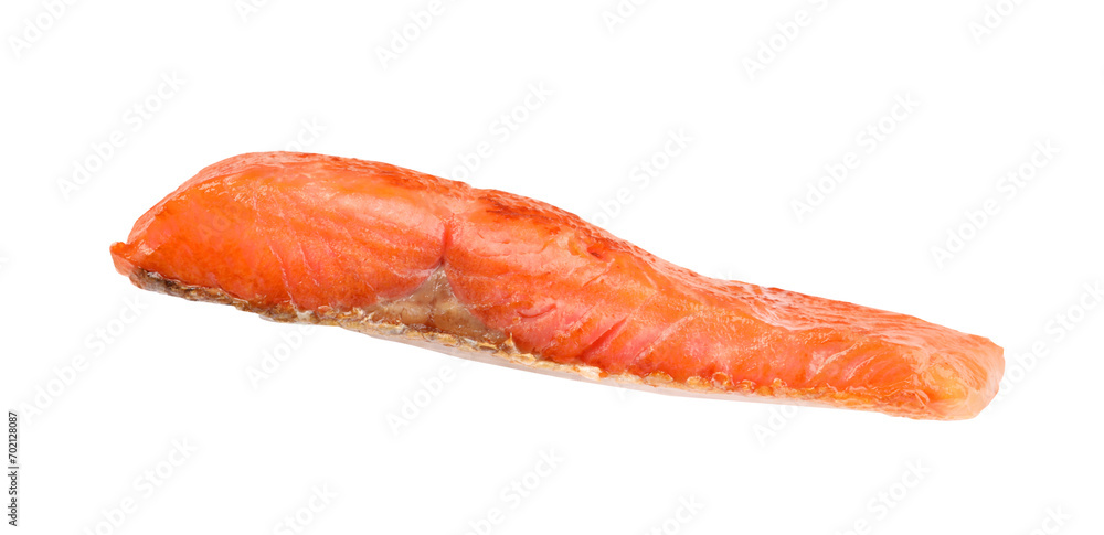 Piece of tasty grilled salmon isolated on white Piece of tasty grilled salmon isolated on white
