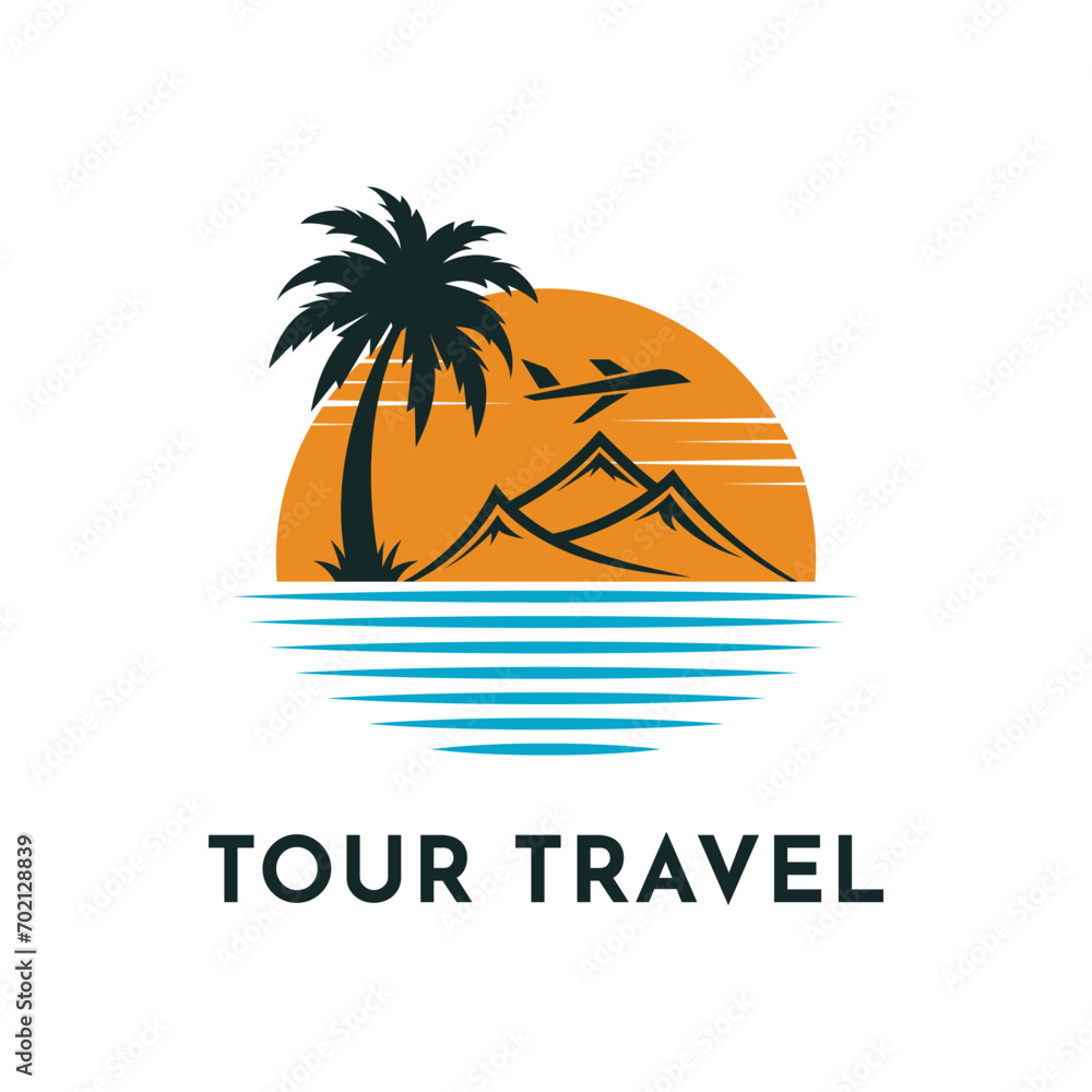 Tour and travel logo design idea vector template