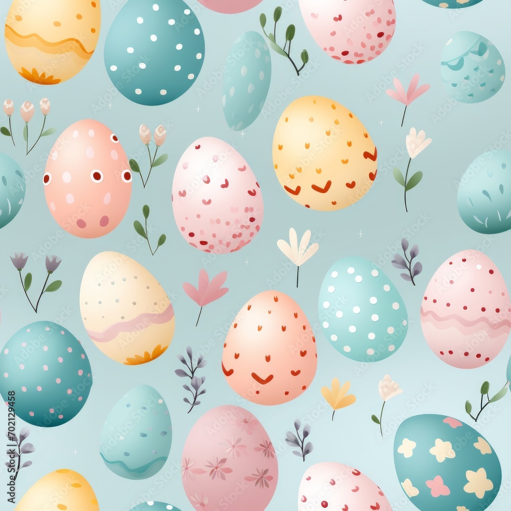 Seamless Easter Pattern in Boho Pastel Colors