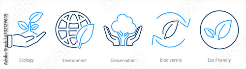 A set of 5 Ecology icons as ecology, environment, conservation photo