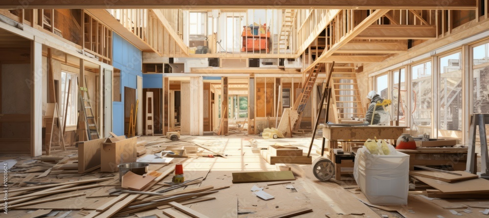 House interior construction. Generative AI technology. House interior construction. Generative AI technology.
