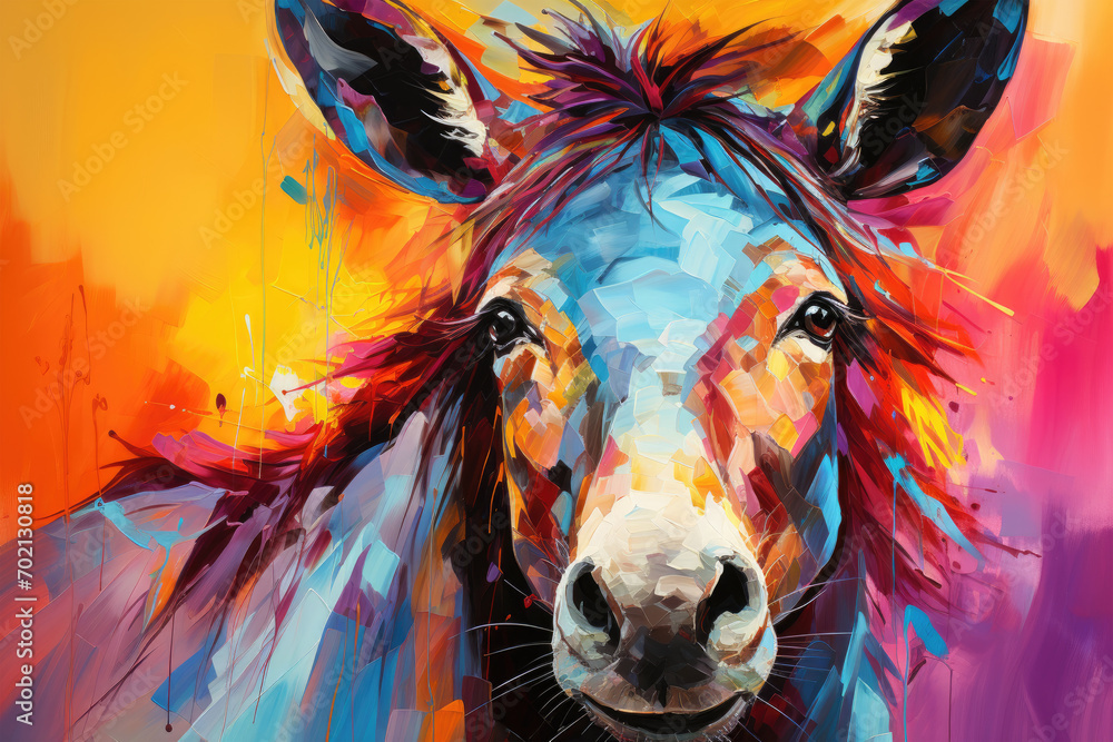 Bright and Colorful A Fauvism Style of a Donkey, Generative Ai