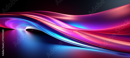 Abstract wavy colorful light flow background. Generative AI technology. 
