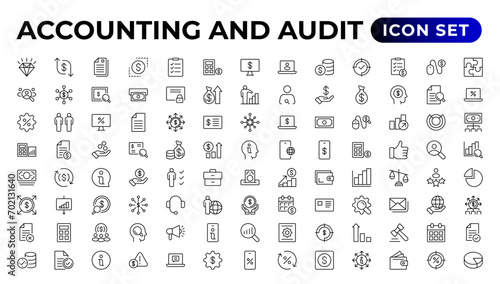 Accounting icon set. Taxes and accounting line icons collection.