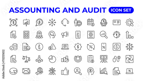 Accounting icon set. Taxes and accounting line icons collection.