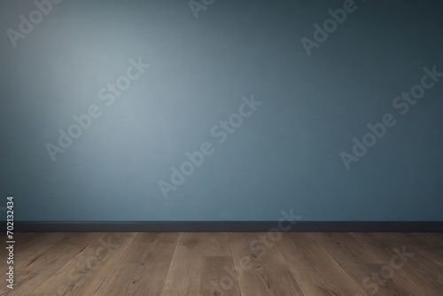 Empty room with dark blue wall and natural light. Abstract minimalist background with copy space for product presentation. © PNG&Background Image