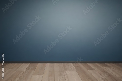 Empty room with dark blue wall and natural light. Abstract minimalist background with copy space for product presentation. © PNG&Background Image