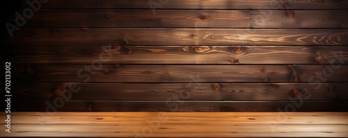 A Wooden Table Placed Against A Dark Wooden Wall Wooden Table And A Dark Wooden Wall