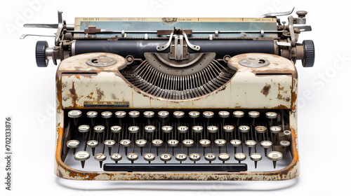 Retro mechanical machine wore down typewriter 