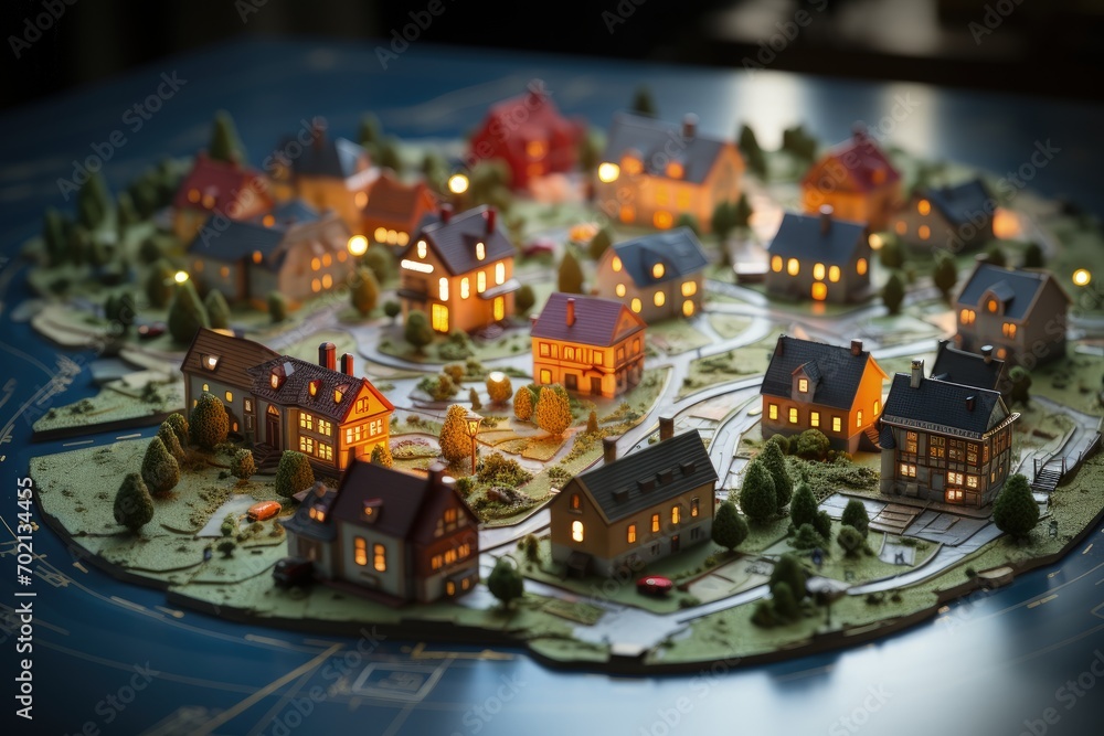 Obraz premium Rendering of a miniature township 