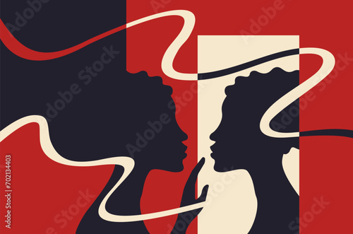 Self awareness - abstract woman looking at mirror