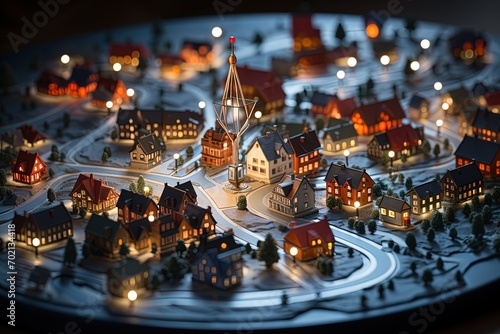 3D rendering of miniture world of a town  photo