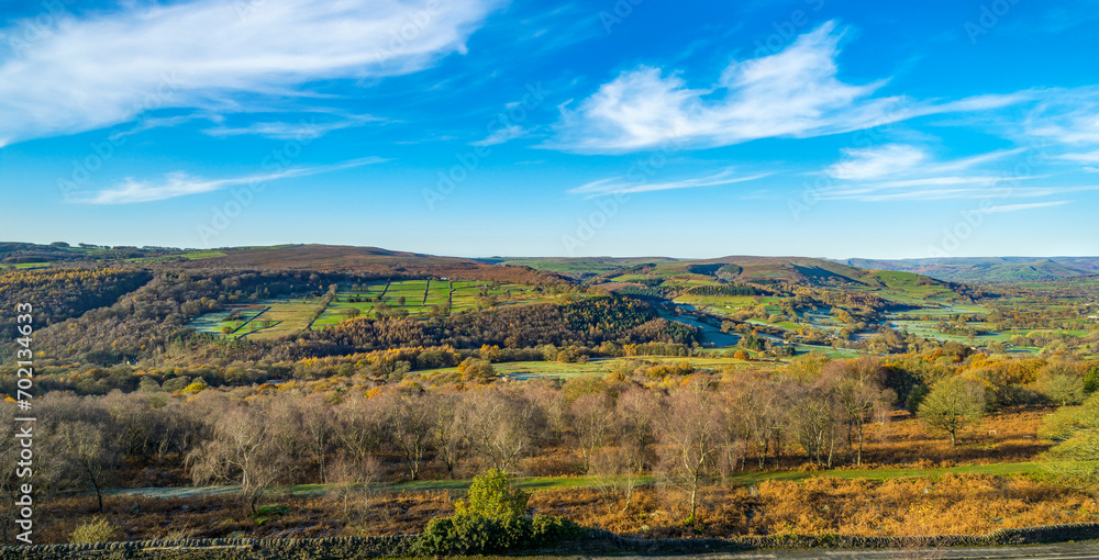 autumn landscape from a hill, Millstone Edge