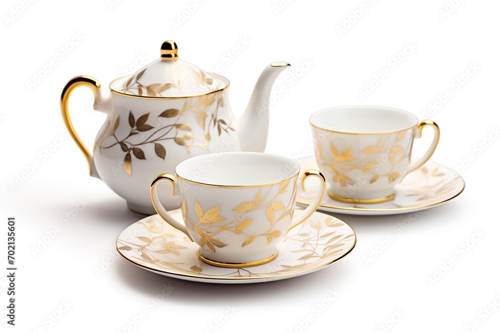 Luxury Tea set new year theme on white background, isolated on a white background PNG Luxury Tea set new year theme on white background, isolated on a white background PNG