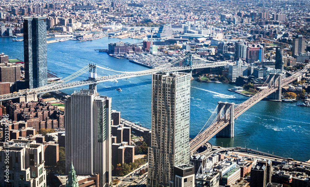 Obraz premium Nueva York - Puente de Manhattan y Puente de Brooklyn