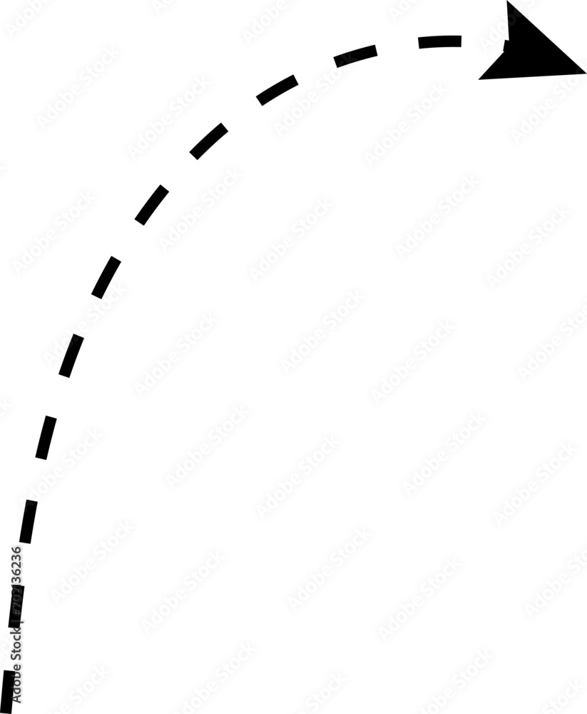 Vector hand drawn dashed arrow. Curved dotted arrow. Zigzag arrow stripes. Doodle, sketch style. Isolated Vector illustration. Vector hand drawn dashed arrow. Curved dotted arrow. Zigzag arrow stripes. Doodle, sketch style. Isolated Vector illustration.