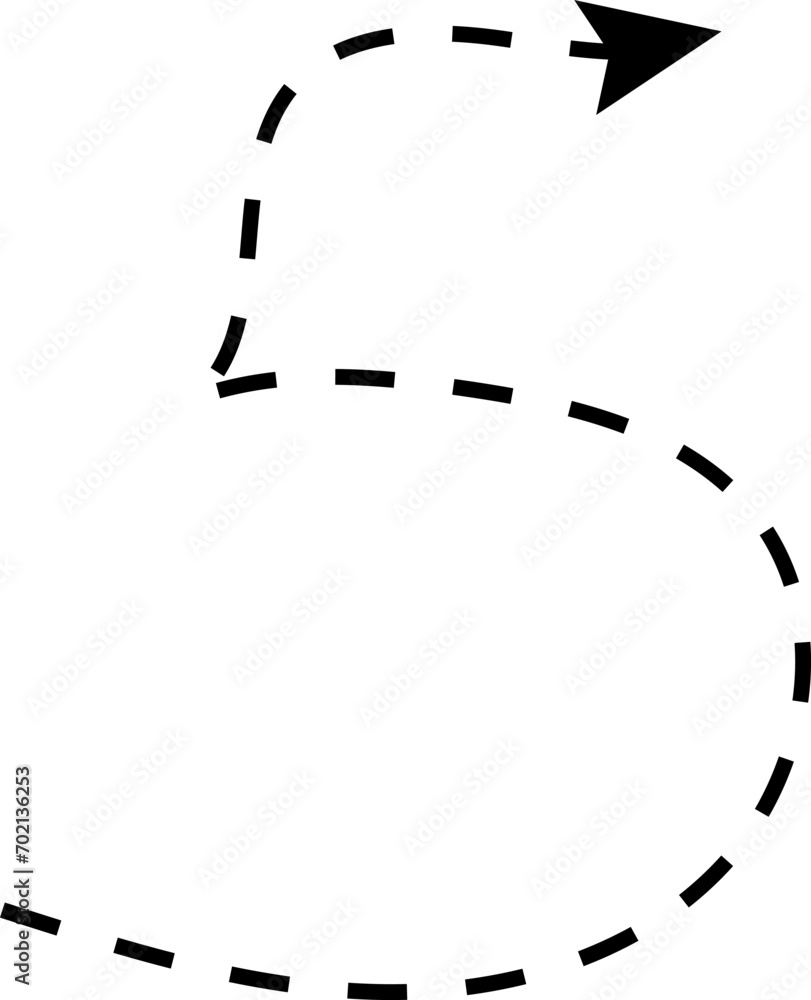 Vector hand drawn dashed arrow. Curved dotted arrow. Zigzag arrow stripes. Doodle, sketch style. Isolated Vector illustration. Vector hand drawn dashed arrow. Curved dotted arrow. Zigzag arrow stripes. Doodle, sketch style. Isolated Vector illustration.