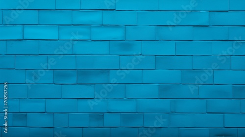 Turquoise blue brick wall background photo. Generative AI