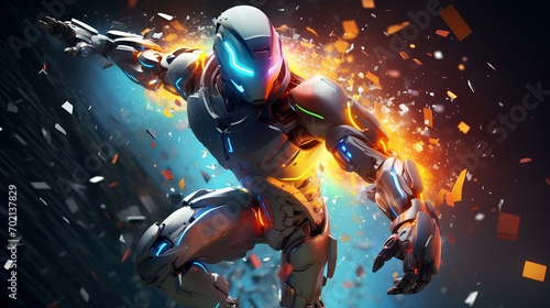 The metal robot with abstract