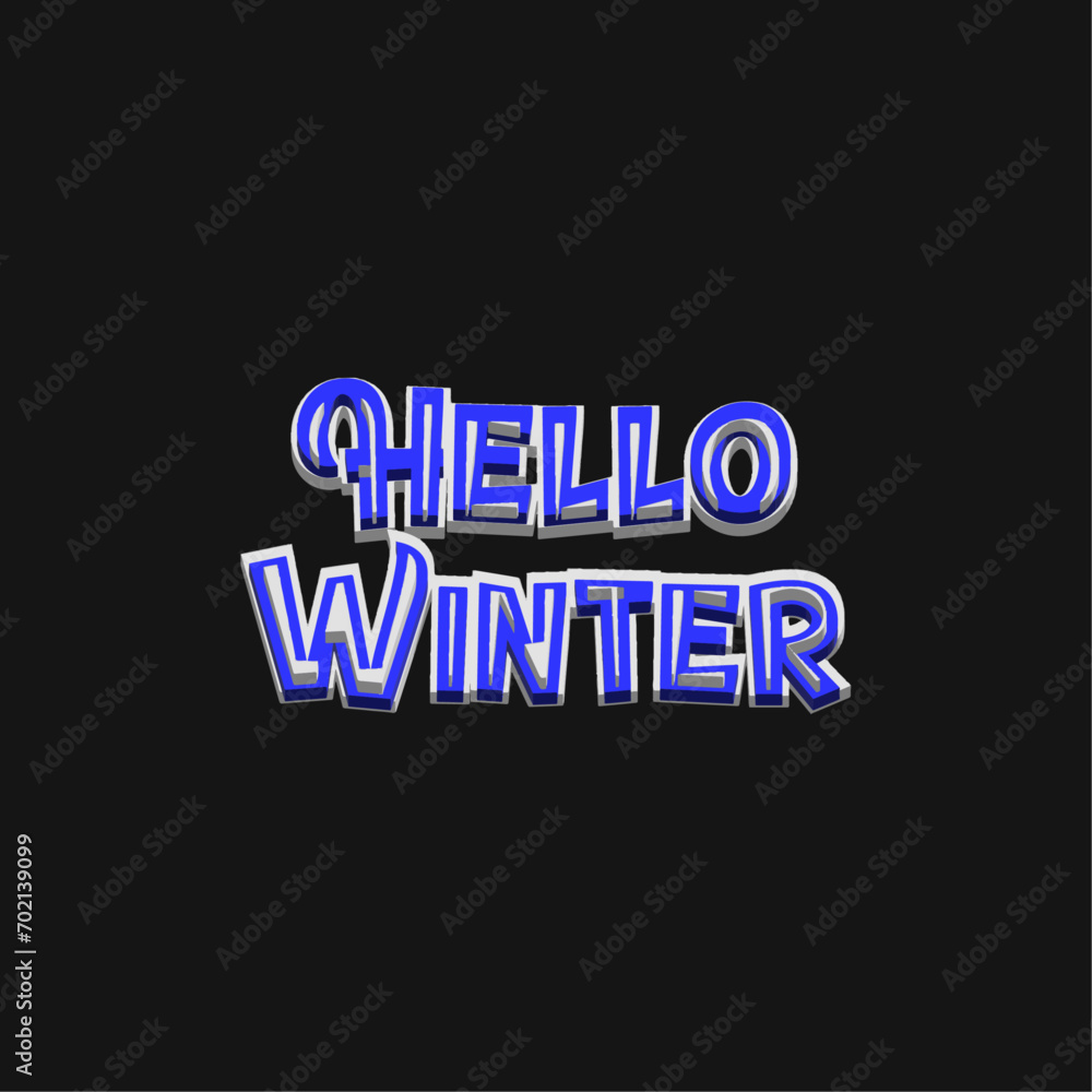 Hello winter lettering motivational print design