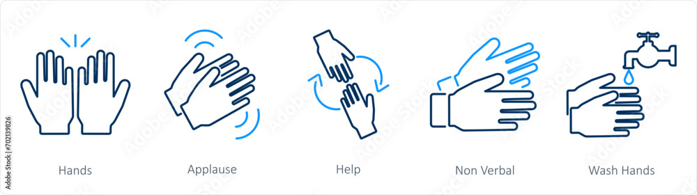 A set of 5 Hands icons as hands, applause, help A set of 5 Hands icons as hands, applause, help