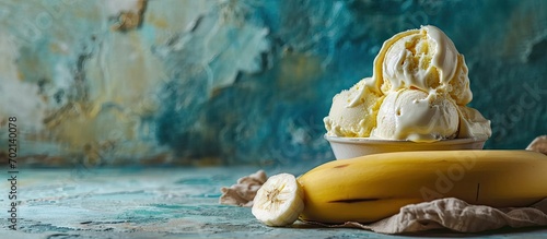 Banana ice cream in bowl on...