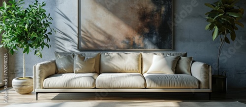 Elegant beige sofa standing...