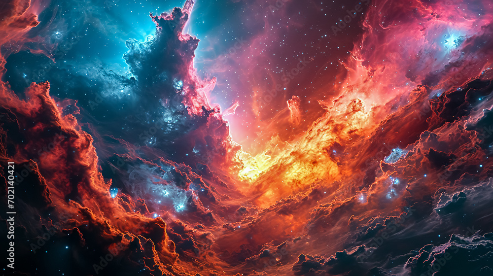 Abstract space background with nebula, stars and galaxies. Star field in space a nebulae and a gas congestion.