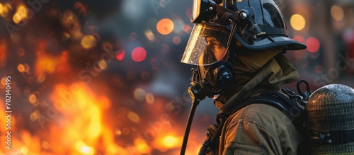Firefighter s hands cup his...