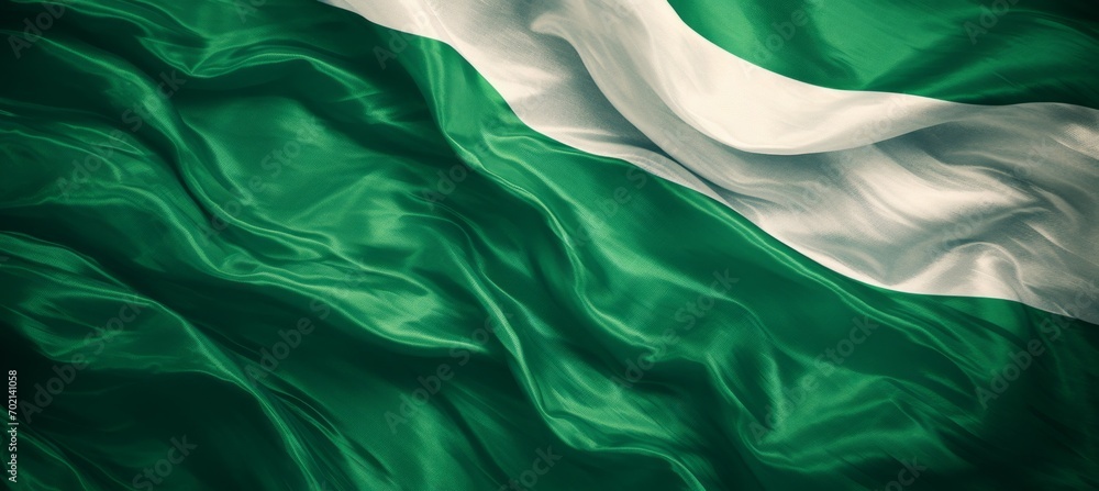 Green flag silk background. Generative AI technology.
Green flag silk background. Generative AI technology.