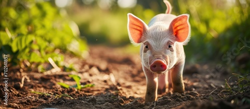 Cute farm pig Small piglet ...